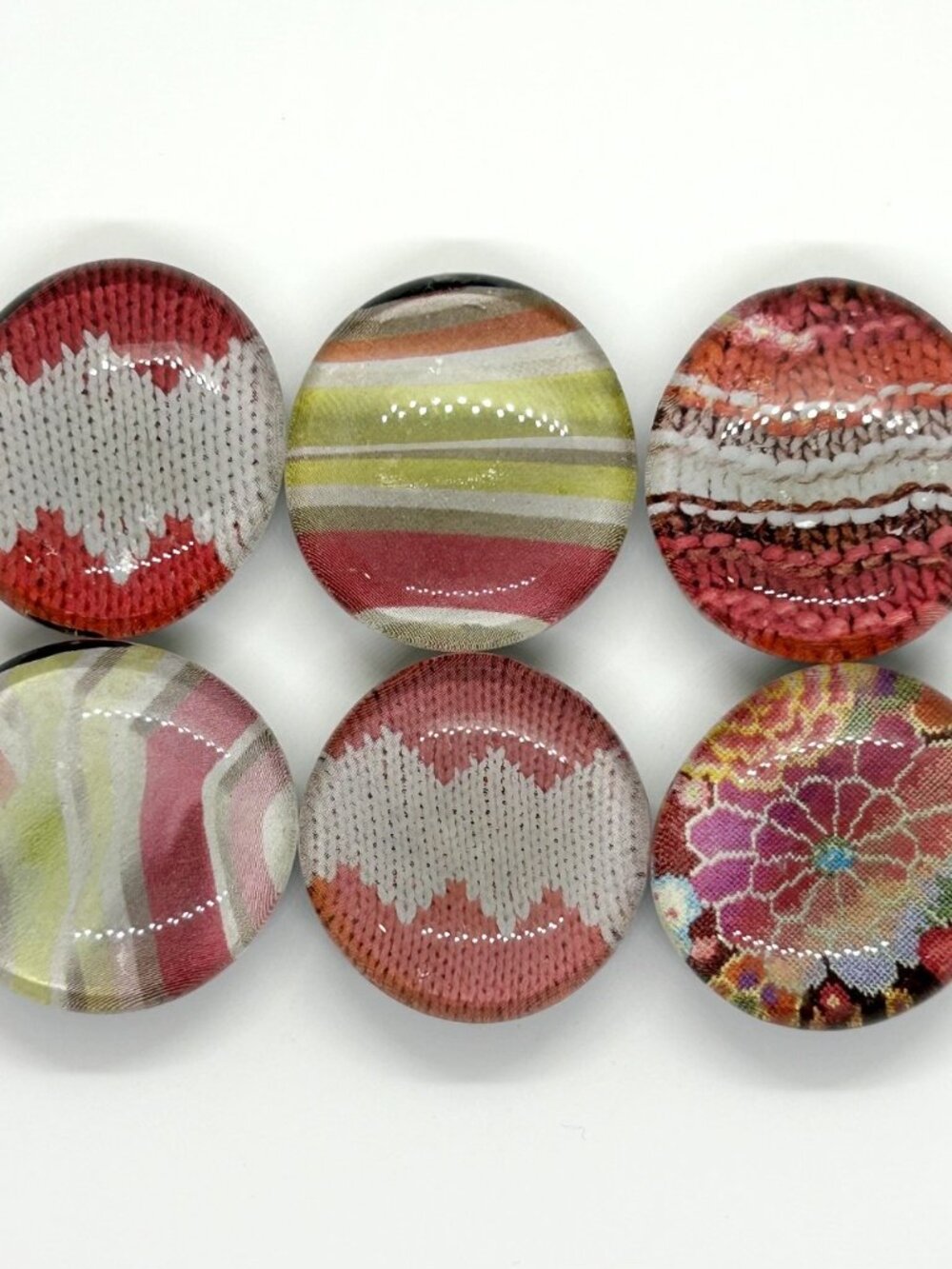Jumbo Glass Magnets, Decorative Patterns, Set of 6
